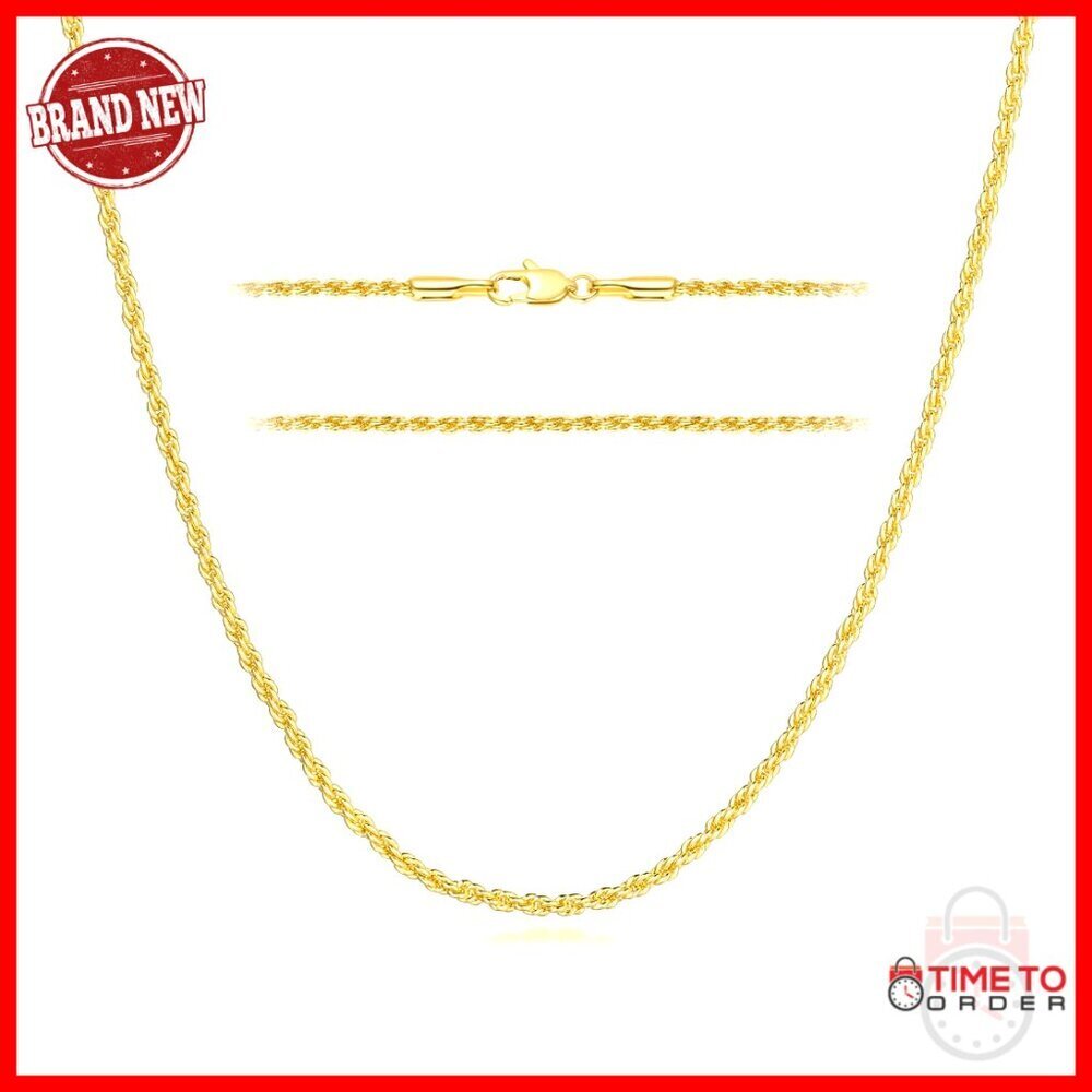 14k Gold Plated Rope Chain Necklace Elegant Minimal Dainty Lobster Clasp